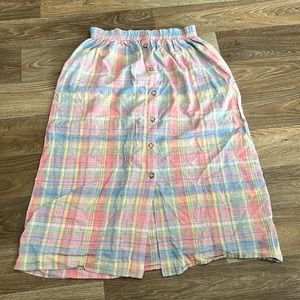Womens vintage 80’s plaid Appleseed skirt pastel size 12 large